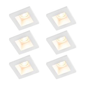 Sada 6 zapustených bodových svetiel biela 12 cm štvorcová - Gypsy Stucco vyobraziť