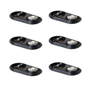 Sada 6 zaoblených zapustených bodových svetiel čierna GU10 70 mm 2-svetlá - Hubs vyobraziť