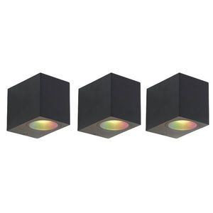Sada 3 inteligentných nástenných svietidiel čierna GU10 50mm IP44 - Baleno vyobraziť