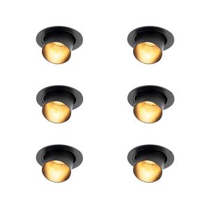 Sada 6 moderných zapustených bodových svetiel čierna okrúhla naklápacia - Installa vyobraziť