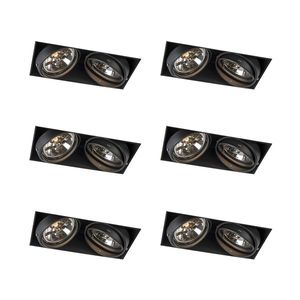 Sada 6 zapustených bodových svetiel čierna AR111 otočné a naklápacie bezrámové 2-svetlá - Oneon vyobraziť