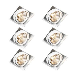 Sada 6 zapustených bodových svetiel biela GU10 AR111 bezrámikové nastaviteľné - Oneon vyobraziť