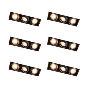 Sada 6 zapustených bodových svetiel čierna nastaviteľná bezrámová 3-svetlá - Oneon vyobraziť