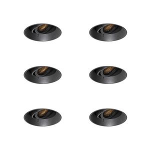 Sada 6 moderných zapustených bodových svetiel čierna GU10 okrúhla bezrámová - Oneon Honey vyobraziť