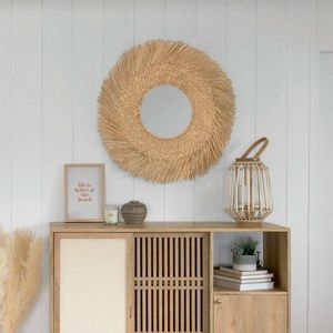 Kulaté nástěnné zrcadlo Rama 80 cm hnědé vyobraziť