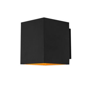 Dizajnová nástenná lampa čierna a zlatá obdĺžniková - Sola vyobraziť