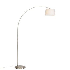 Moderná oblúková stojaca lampa oceľ s bielym látkovým tienidlom - Arc Basic vyobraziť