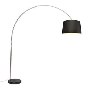 Oceľová oblúková lampa s látkovým tienidlom čierna 45 cm - XXL vyobraziť