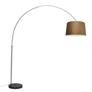 Oceľová oblúková lampa s hnedým textilným tienidlom 45 cm - XXL vyobraziť