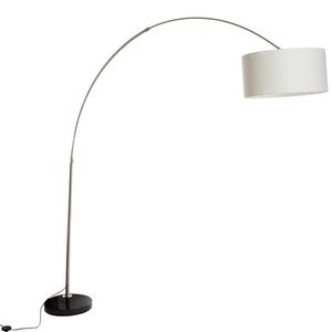 Oceľová oblúková lampa s bielym látkovým tienidlom 50 cm - XXL vyobraziť