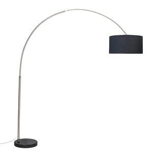 Oceľová oblúková lampa s tienidlom z látky čierna 50 cm - XXL vyobraziť