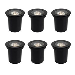 Sada 6 moderných vonkajších zemných svetiel čiernych AR70 nastaviteľných IP65 - Delux vyobraziť