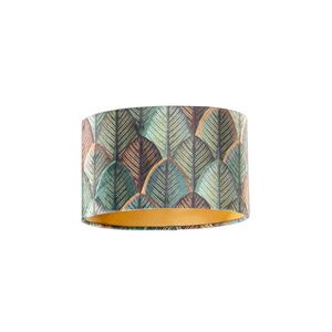 Zamatový tienidlo na lampu s dizajnom listov a zlatým vnútorným oválom 25/16/15 vyobraziť