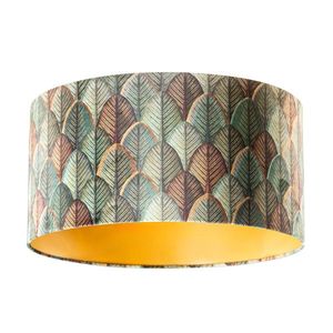 Zamatový tienidlo na lampu s dizajnom listov a zlatým vnútorným povrchom 50/50/25 vyobraziť