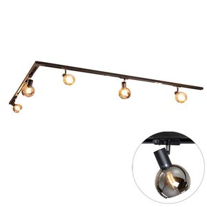 Moderný koľajnicový systém s 5 čiernymi bodovými svetlami 1-fázový - Iconic Lava vyobraziť