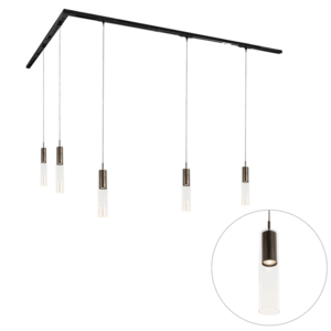 Moderný koľajnicový systém s 5 závesnými svetlami tmavá bronz 1-fázový - Iconic Lloyd vyobraziť