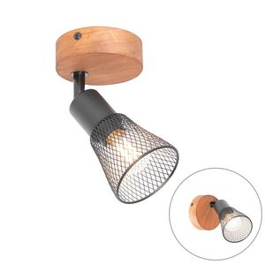 Priemyselné bodové svetlo čierne s drevom - Kristina vyobraziť