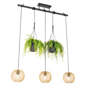 Priemyselné závesné svietidlo zlaté 3-žiarovkové - Flor vyobraziť