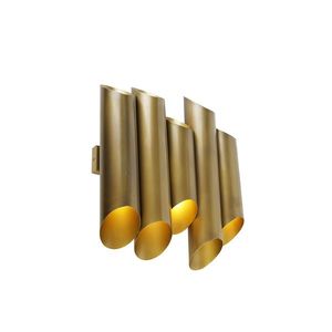 Priemyselná nástenná lampa mosadz 10-svetlo - Whistle vyobraziť