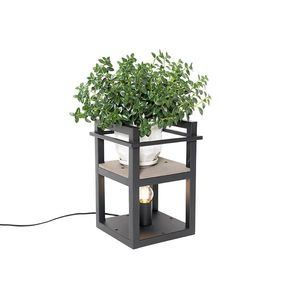 Priemyselná stolná lampa čierna s drevom - Cage Rack vyobraziť