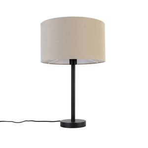 Moderná stolná lampa čierna s tienidlom z boucle svetlohnedej 35 cm - Simplo vyobraziť