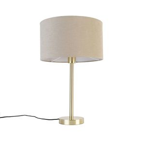 Klasická stolná lampa mosadz s hnedým tienidlom 35 cm - Simplo vyobraziť