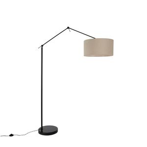 Stojaca lampa čierna so svetlohnedým tienidlom 50 cm nastaviteľná - Editor vyobraziť