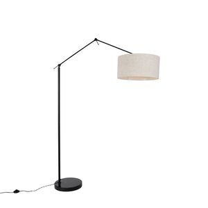 Stojaca lampa čierna so svetlosivým tienidlom 50 cm nastaviteľná - Editor vyobraziť