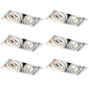 Sada 6 zapustených bodových svetiel biela GU10 70 mm 2-svetelná bezrámová - Oneon vyobraziť
