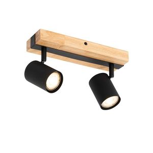 Inteligentný stropný reflektor čierny s drevom 2-svetelný nastaviteľný vrátane Wifi GU10 50mm - Jeana vyobraziť