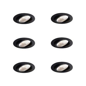 Sada 6 zapustených bodových svetiel čierna 9, 5 cm vrátane LED 1300 lm stmievateľné IP23 - Gaius vyobraziť