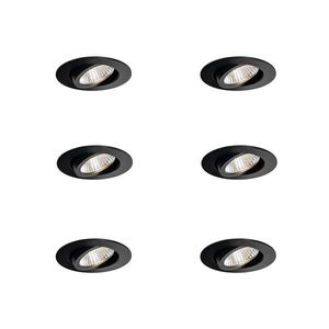 Sada 6 zapustených bodových svetiel čierna 6, 8 cm vrátane LED 750 lm stmievateľné IP23 - Gaius vyobraziť