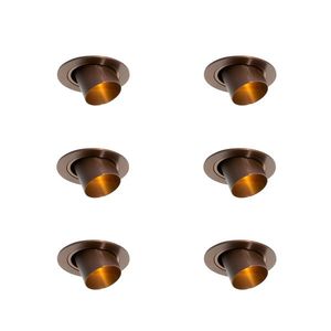 Sada 6 zapustených bodových svetiel tmavý bronz GU10 35 mm okrúhle naklápacie - Installa vyobraziť