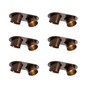 Sada 6 zapustených bodových svetiel tmavý bronz GU10 70 mm naklápacie 2-svetelné - Installa vyobraziť