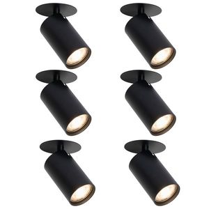 Sada 6 moderných zapustených bodových svetiel čierna GU10 50mm - Chels vyobraziť