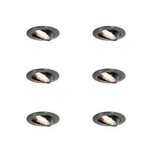 Set van 6 moderne inbouwspots gunmetal GU10 50mm rond kantelbaar - Edu vyobraziť