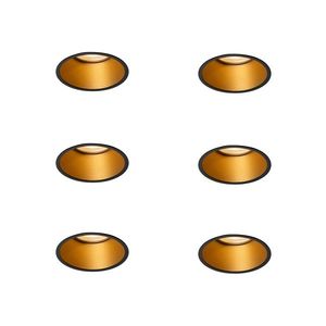 Set van 6 moderne inbouwspots zwart met goud GU10 50mm IP44 - Dept vyobraziť