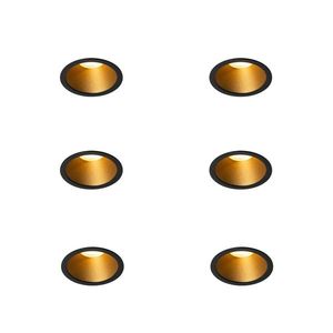 Set van 6 moderne inbouwspots zwart met goud GU10 35mm IP44 - Dept vyobraziť