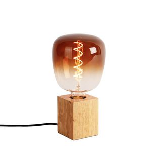 Rustikálna stolná lampa z prírodného dreva vrátane LED G140 - Bloc vyobraziť