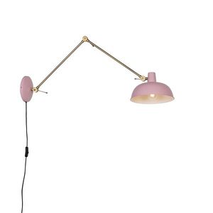 Retro nástenná lampa ružová s bronzom - Milou vyobraziť