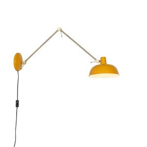 Retro nástenná lampa žltá s bronzom - Milou vyobraziť