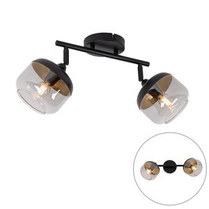 Dizajnové bodové svetlo čierne so zlatom a dymovým sklom 2-svetlo - Kyan vyobraziť