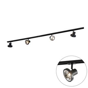 Moderný koľajnicový systém s 4 čiernymi bodovými svetlami 1-fázový 200 cm - Iconic Jeany vyobraziť