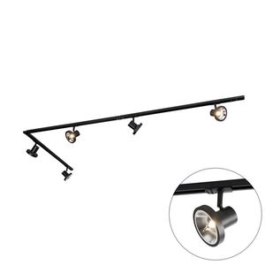 Moderný koľajnicový systém s 5 čiernymi bodovými svetlami 1-fázový 300 cm - Iconic Jeany vyobraziť
