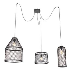 Inteligentné vonkajšie závesné svietidlo čierny ratan 3-svetlo vrátane LED - Calamus vyobraziť