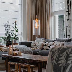 Art Deco závesné svietidlo zlaté so sklom - Laura vyobraziť