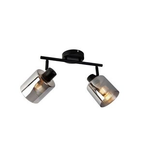 Stropné bodové svetlo čierne s dymovým sklom 2-žiarovkové nastaviteľné - Laura vyobraziť