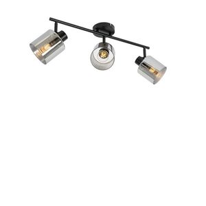 Stropné bodové svetlo čierne s dymovým sklom 3-svetlo nastaviteľné - Laura vyobraziť