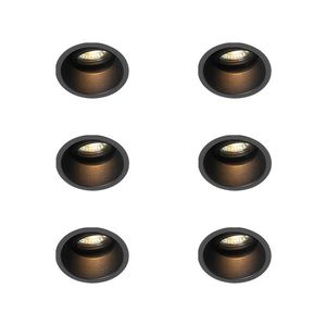 Sada 6 moderných zapustených bodových svetiel čierna otočná a naklápacia - Alloy vyobraziť