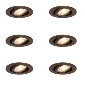 Sada 6 moderných otočných bodových svietidiel tmavá bronz - Cisco vyobraziť